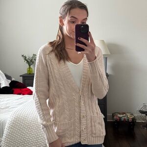 Moda International Beige Cable Knit Cardigan